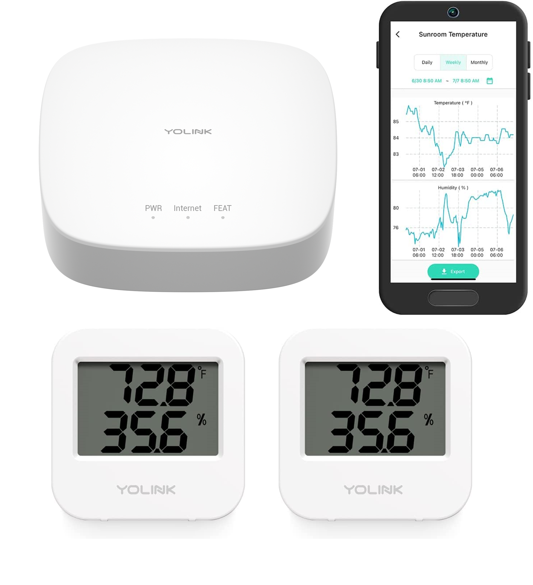 YoLink Hub + 2 Temperature Sensors Kit product image